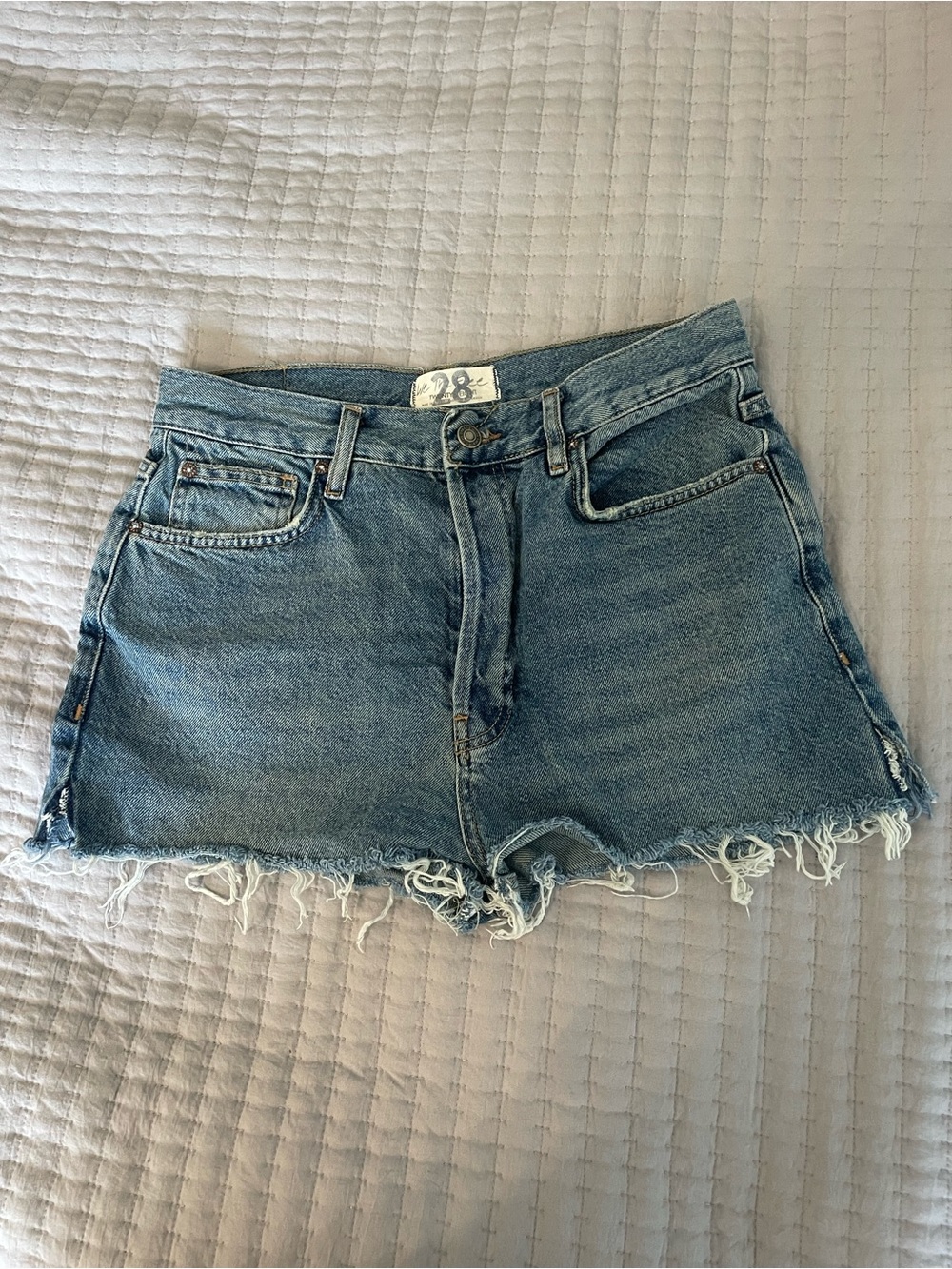 We The Free Free People Bailey Denim Mini Skirt Light Wash 28